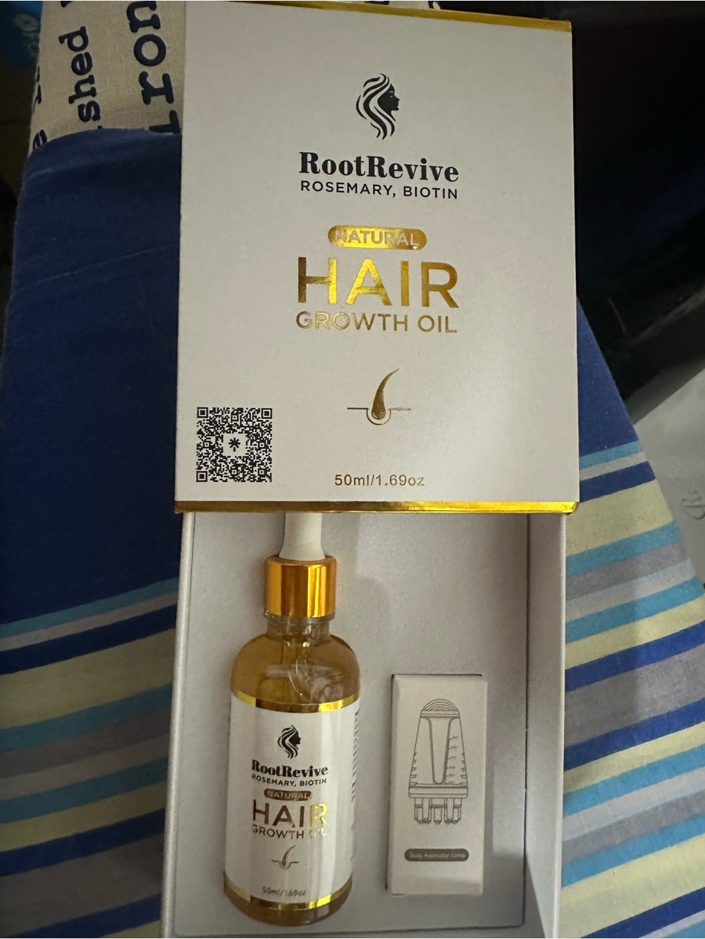 RootRevive Natural Hair Growth Gold & White Packaging